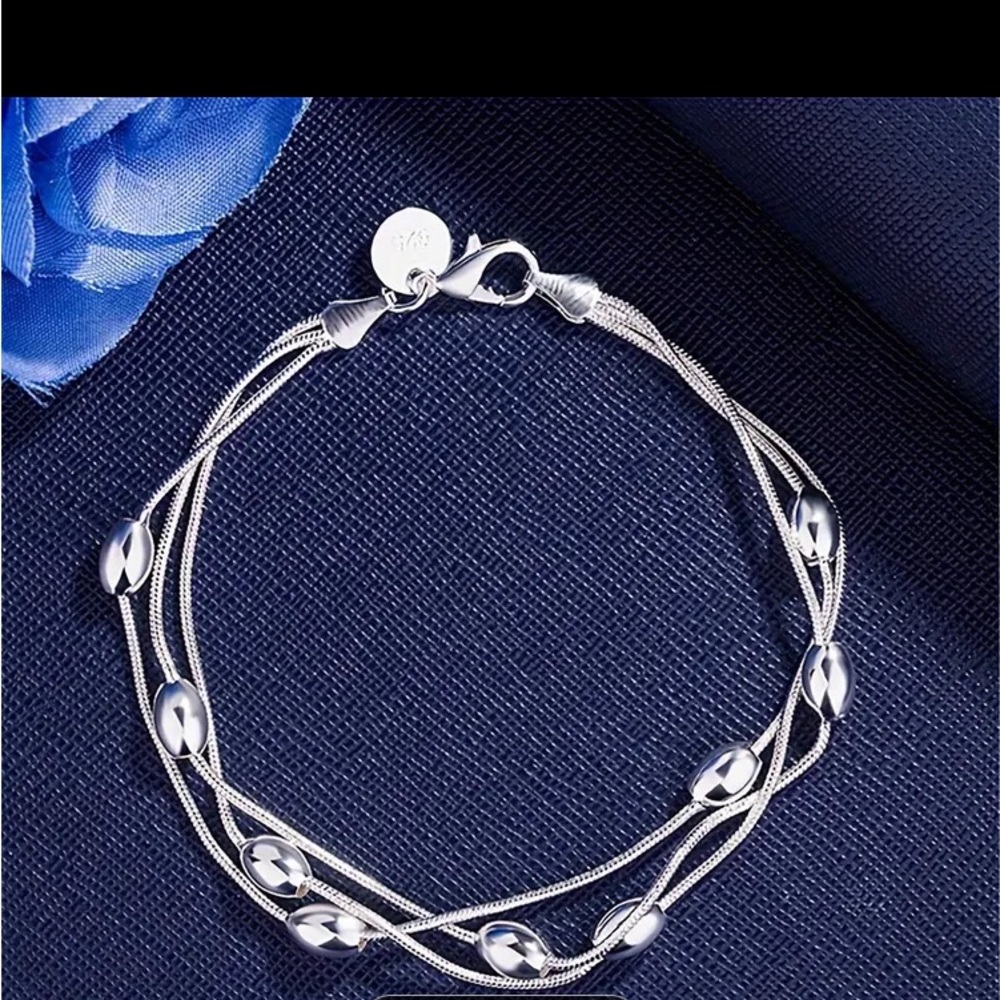 1pc 925 Silver Plated Multi-Layer Thin Link Chain, Elegant & Delicate Hand Chain